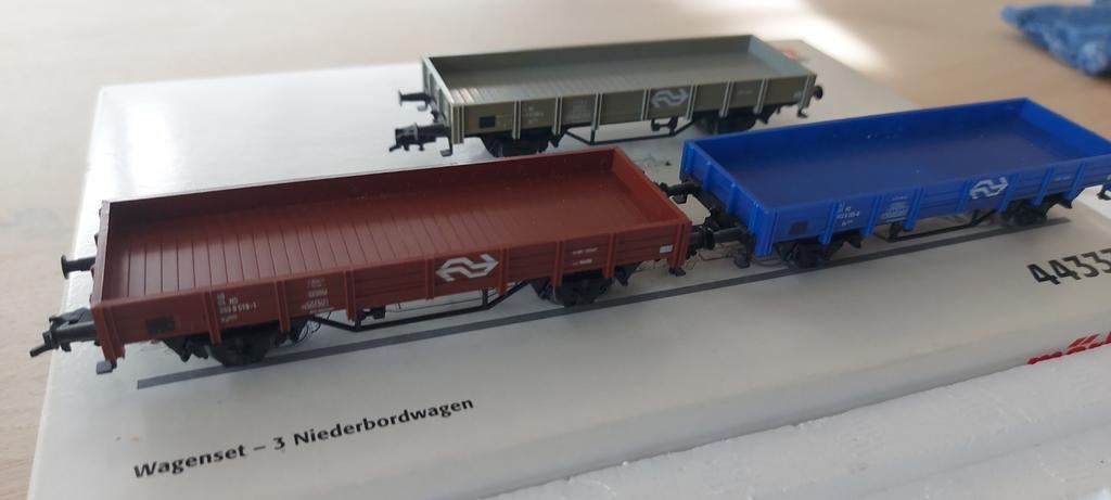 3 delige Märklin NS lageboordwagensset artnr 44333 in ovp, Wisselstroom, Wagon, Ophalen of Verzenden, Märklin