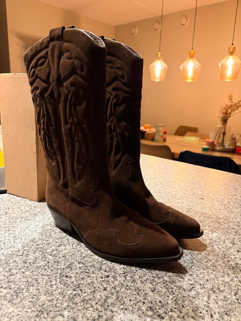 Sacha suede cowboy laarzen maat 41 dames (nieuw), Hoge laarzen, Bruin, Ophalen of Verzenden, Zo goed als nieuw