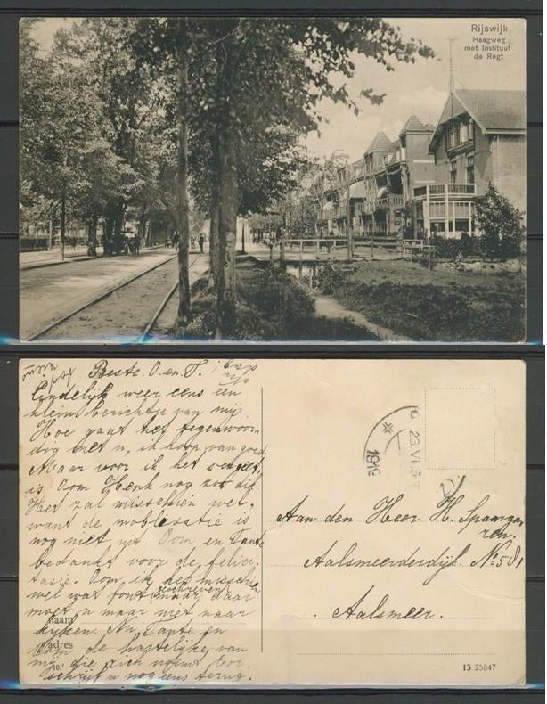 Rijswijk 1919 Haagweg Instituut de Regt Ansichtkaart f-140, Ophalen of Verzenden, Voor 1920, Gelopen, Zuid-Holland