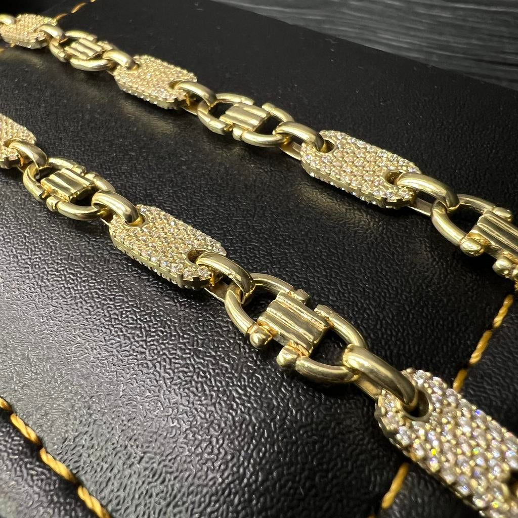 14k gouden ketting massief flat magnum schakel italy, Ophalen of Verzenden, Zo goed als nieuw, Goud