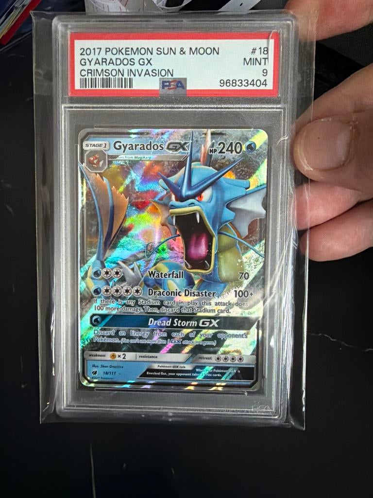 Pokemon Gyarados GX 2017 PSA 9, Ophalen of Verzenden, Zo goed als nieuw, Overige typen, Overige merken