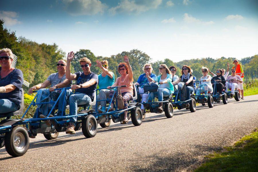Skeltertrein fietstrein , geel en blauw, Ophalen, Gebruikt, Berg, Duozit