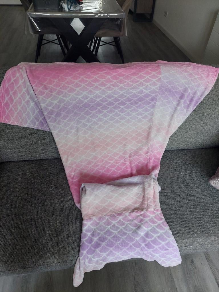 Zeemeermin deken 140 cm lang - Roze/Paars, Kinderen en Baby's, Ophalen of Verzenden, Zo goed als nieuw