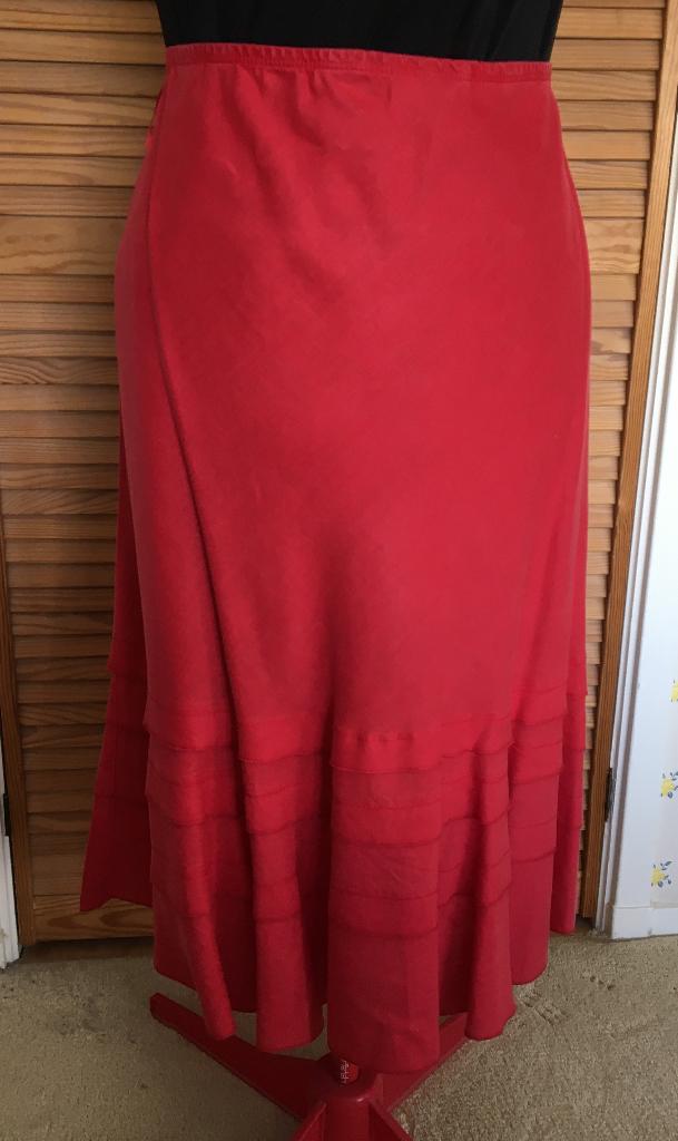 Vintage Wallis rood linnen rok maat 46, Wallis, Maat 46/48 (XL) of groter, Ophalen of Verzenden, Zo goed als nieuw