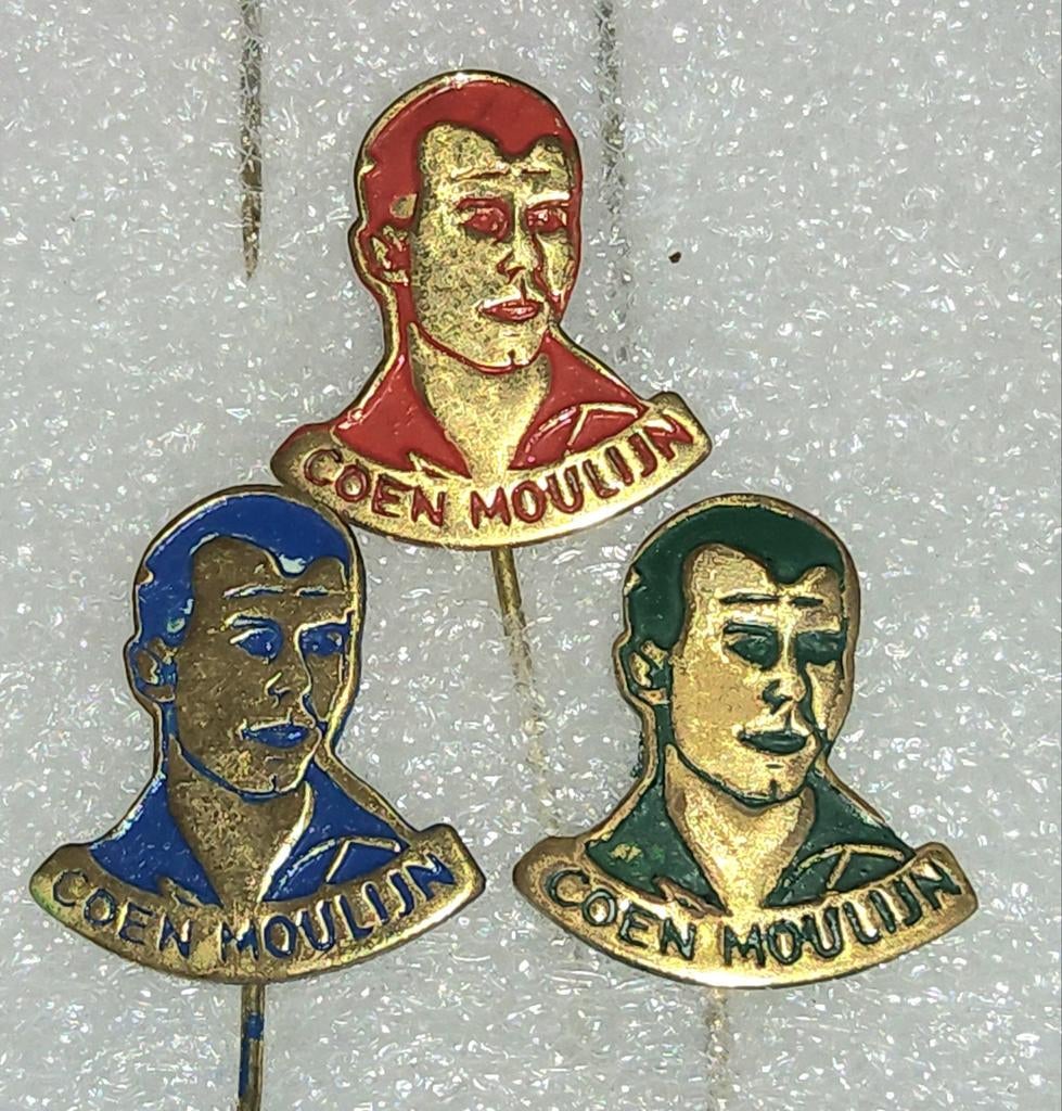 3 Speldjes Coen Moulijn - Feyenoord Legende, Ophalen of Verzenden, Gebruikt, Sport, Speldje of Pin