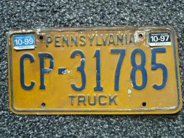Kentekenplaat Licenseplate Pennsylvania Yellow Truck USA, Verzenden, Gebruikt, Auto's