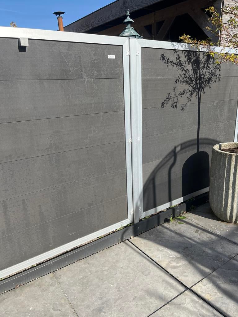 Elephant schuttingdelen met poort, 6 meter of meer, Ophalen of Verzenden, Hout, 1 tot 2 meter