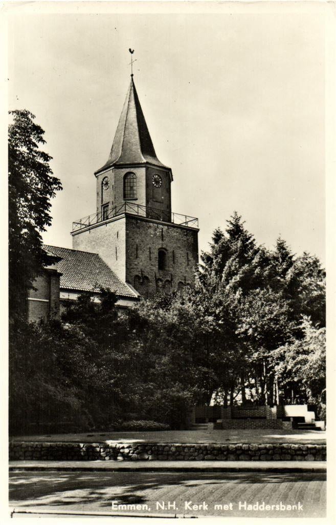 Emmen, N.H. Kerk met Haddersbank - ongelopen, Ophalen of Verzenden, Voor 1920, Ongelopen, Drenthe