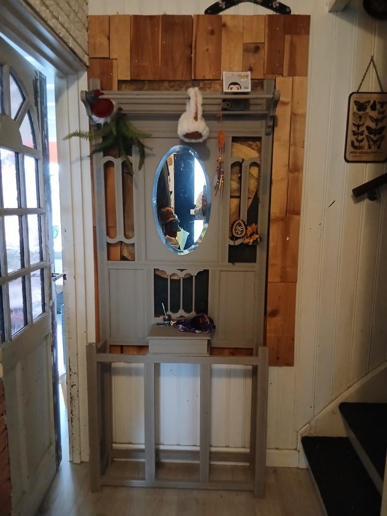 Leuk halmeubel met spiegel, Antiek en Kunst, Ophalen of Verzenden