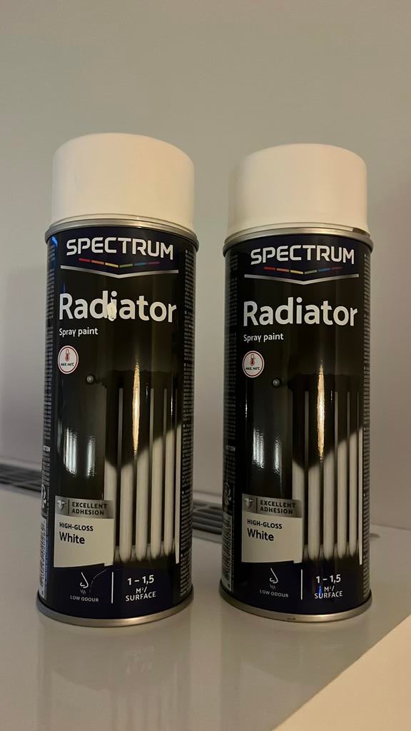 2 nieuwe spuitbussen voor radiatoren van Spectrum in wit, Wit, Nieuw, Ophalen of Verzenden, Verf