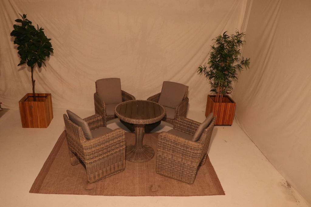 4Seasons Outdoor Barbados wicker tuinset met tafel SALE #40, 4 zitplaatsen, Bijzettafel, Ophalen of Verzenden, Zo goed als nieuw