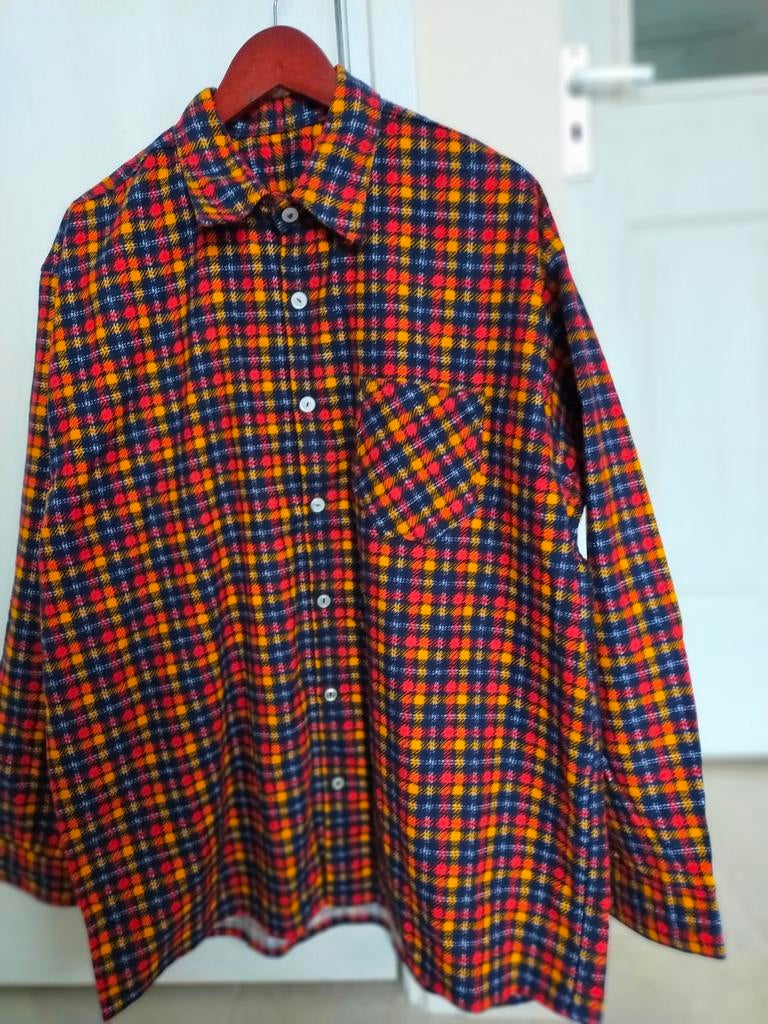 VINTAGE OVERHEMD GERUIT XL RETRO BOHO HIPPIE FLANELLEN 80 90, Kleding | Heren, Carnavalskleding en Feestkleding, Carnaval, Ophalen of Verzenden