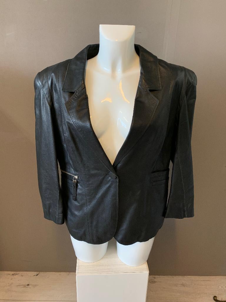 Leren zomer jas blazer van DNA Amsterdam maat S, Info@again.nu, Zwart, Ophalen of Verzenden, Zo goed als nieuw