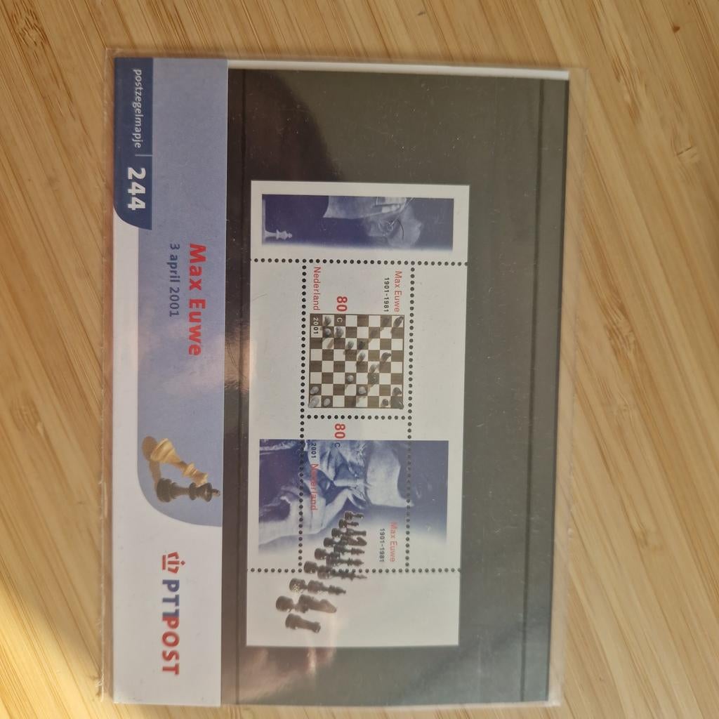 postzegelmapje 244 Max Euwe, Ophalen of Verzenden, Overige periodes
