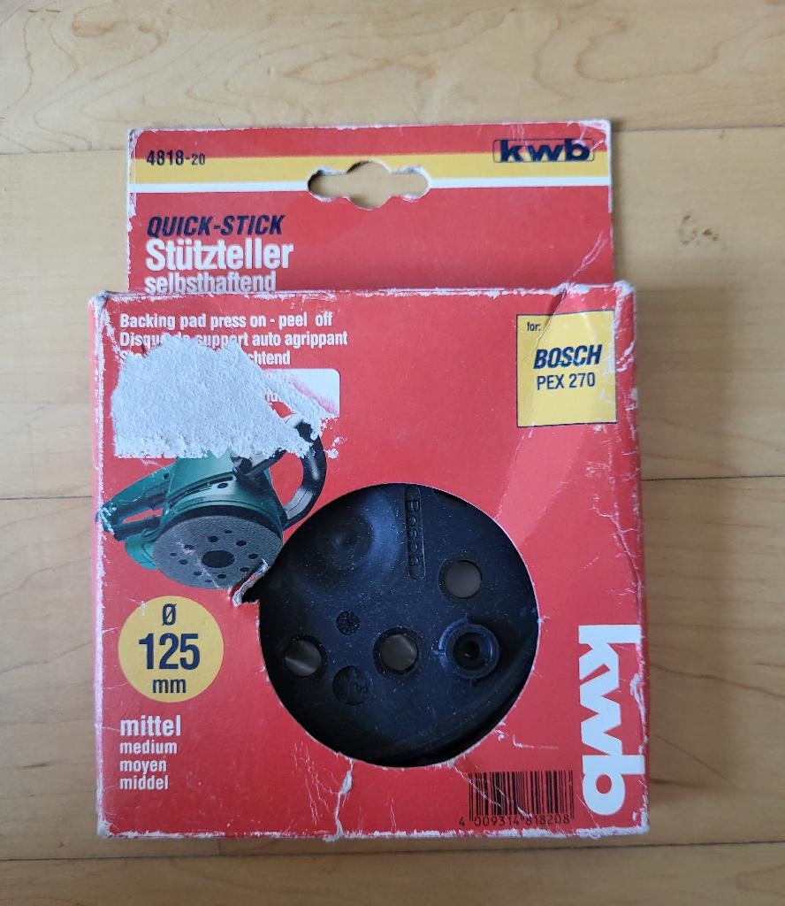 Nieuw KWB Bosch PEX 270 Steunschijf klit, 125 mm, standaard, Ophalen of Verzenden, Nieuw, Minder dan 600 watt, Overige typen