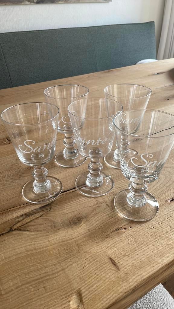 5 Santé wijnglazen. Hoog  17,5 cm. 12,50 samen., Ophalen of Verzenden, Gebruikt, Overige typen