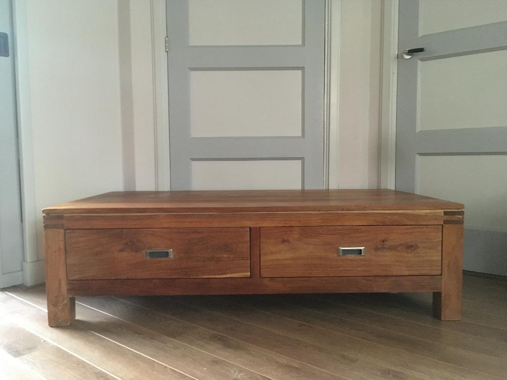 Batamba Salontafel met 2 doorschuifladen Henders & Hazel, Huis en Inrichting, Tafels | Salontafels, Ophalen, Gebruikt, 100 tot 150 cm