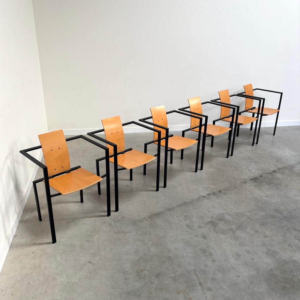 Set van 6 TRIX stoelen jaren 60 70 80 memphis design, Ophalen, Vijf, Zes of meer stoelen, Hout, Gebruikt