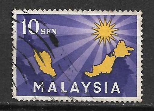 Maleisie 1963 Oprichting federatie van Maleisie, Ophalen of Verzenden, Gestempeld, Zuidoost-Azië