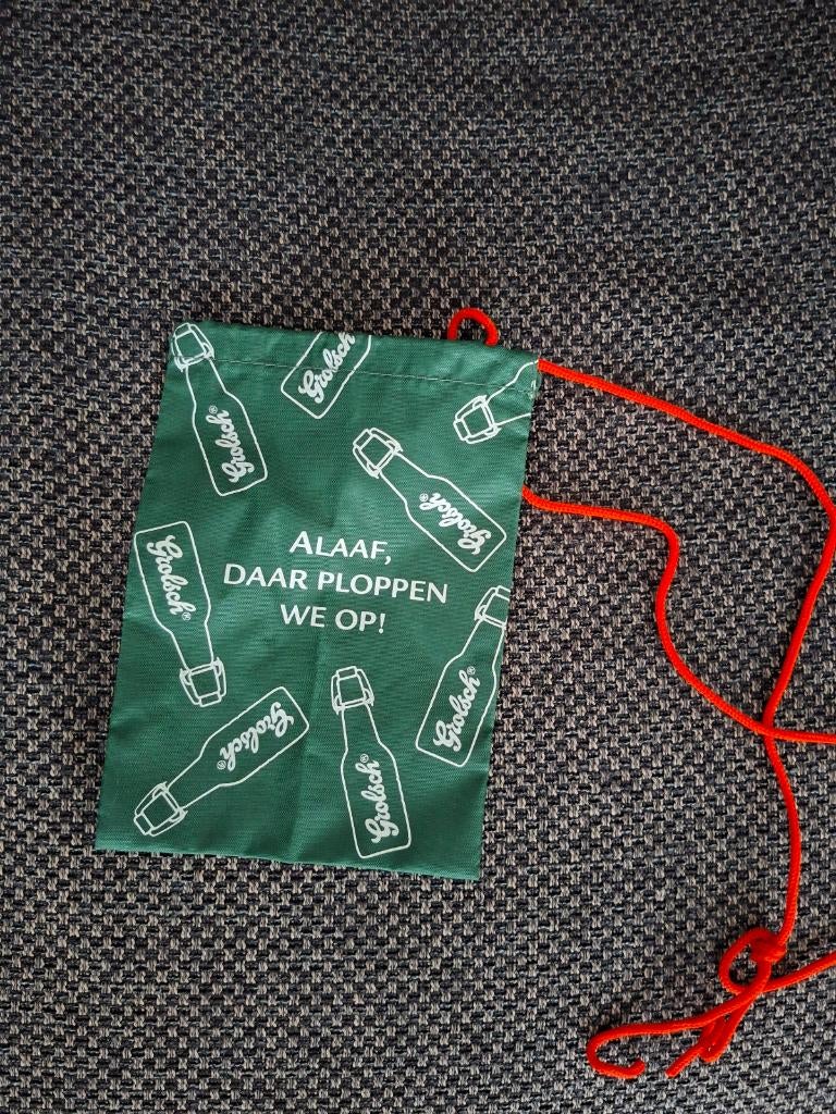 Grolsch bier carnavals zakje groen, Verzamelen, Ophalen of Verzenden, Nieuw, Overige typen, Grolsch