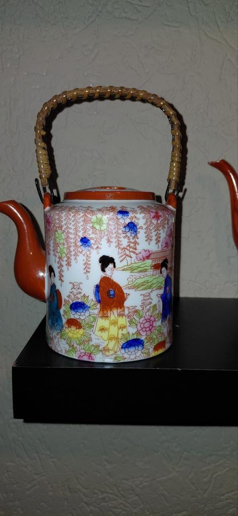 Vintage Aziatische Theepot met Handvat, Ophalen of Verzenden