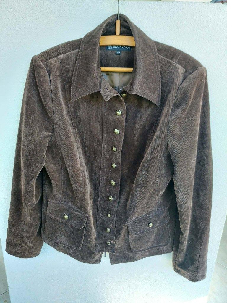 Edgar Vos donkerbruin rib jasje maat 40., Bruin, Edgar Vos, Zo goed als nieuw, Jasje