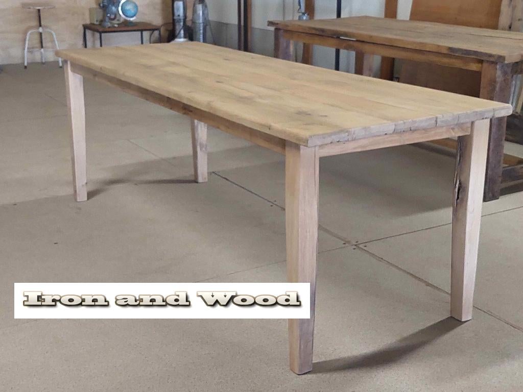 Keukentafel op maat -  tapse poten - oude eiken wagonplanken, Ophalen, Nieuw