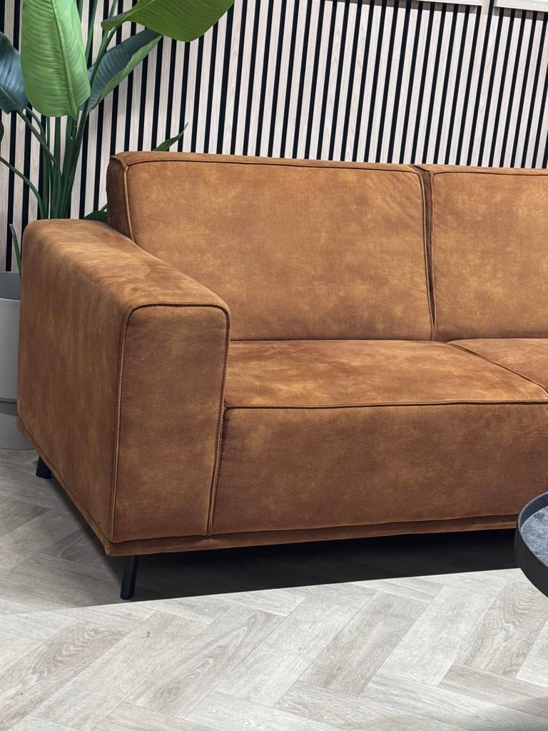 ZGAN Velvet Velours Hoekbank - Cognac - 270 x 205, Ophalen, 250 tot 300 cm, -, -