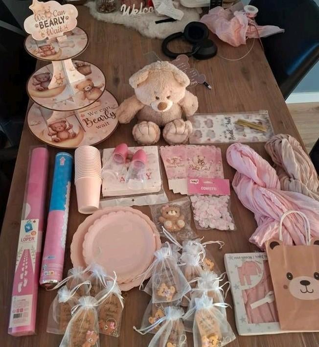 Babyshower Restanten Meisje - Beren Thema, Ophalen of Verzenden, Zo goed als nieuw