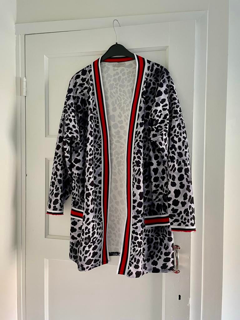 lange blazer met panterprint, Kleding | Dames, Jasjes, Kostuums en Pakken, Ophalen of Verzenden, Zo goed als nieuw, Maat 46/48 (XL) of groter