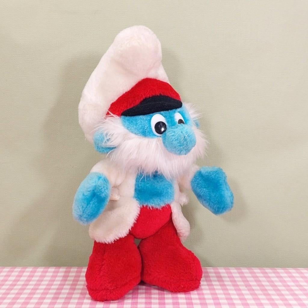 Vintage Peyo Wallace Berry Grote Smurf knuffel 1983 kapitein, Verzamelen, Smurfen, Grote Smurf, Wallace Berrie / Peyo, Onbekend