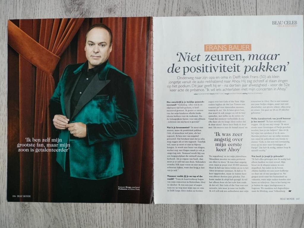 Frans Bauer tijdschrift artikel Beau Monde, Verzamelen, Verzenden, Nieuw, Boek, Tijdschrift of Artikel