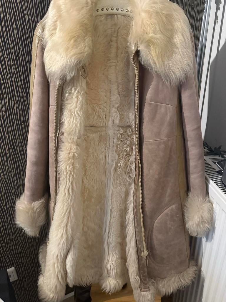 Grunstein Lemmy Shearling Bontjas - Echt Schapenvacht, Ophalen of Verzenden, Gedragen, Maat 38/40 (M), Beige