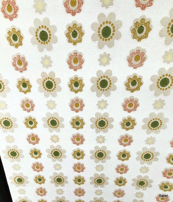 11729 Zacht bloemenbehang met 70s print in groen swiet, Verzenden, Minder dan 10 m², Groen