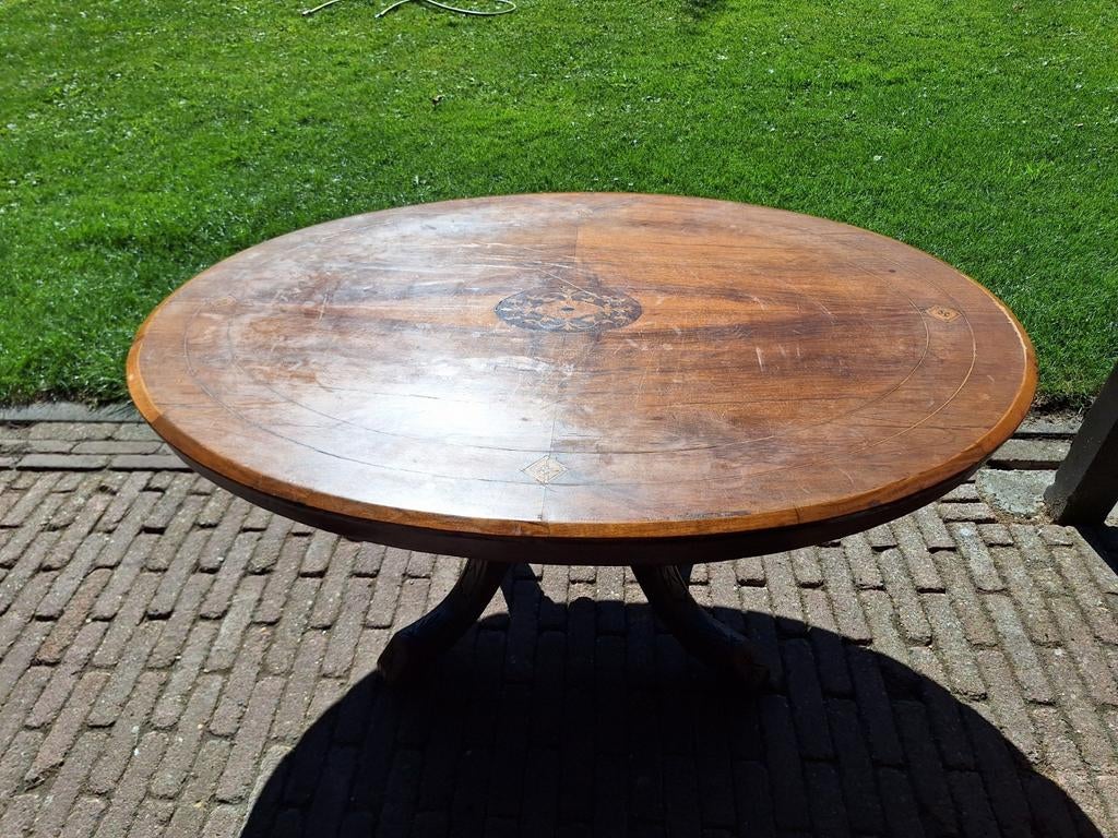 Antiek houten salontafel - Ronde vorm, Antiek en Kunst, Ophalen