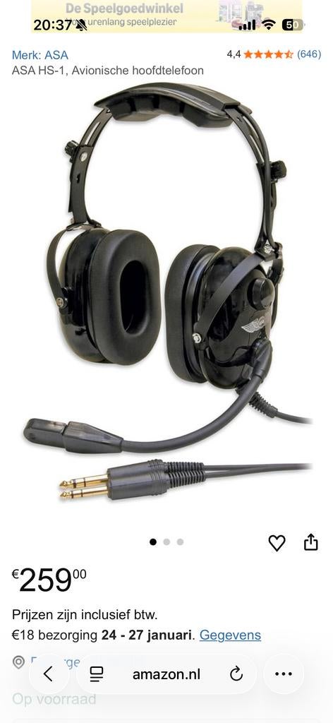2x Piloten Headset ASA HS-1A, Ophalen of Verzenden, Gebruikt, Overige merken