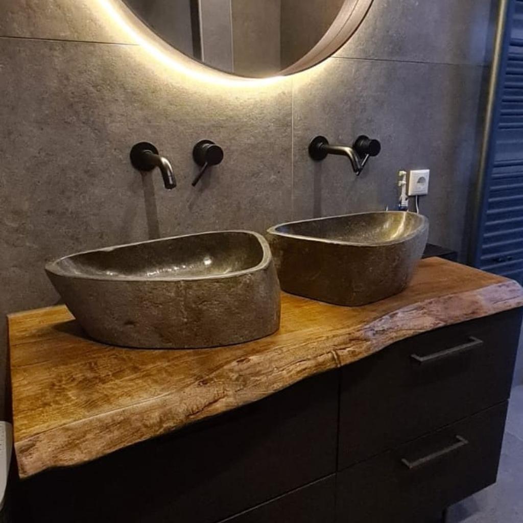 Houten badmeubel | Boomstam badkamermeubels | NP-Woodstyle, Huis en Inrichting, Eikenhout, Vijf personen of meer, Rechthoekig