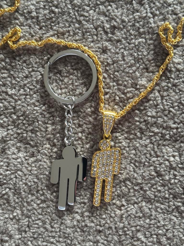 Gouden Billie Eilish Blohsh ketting en sleutelhanger, Sieraden, Tassen en Uiterlijk, Kettingen, Verzenden, Nieuw, Goud, Overige materialen