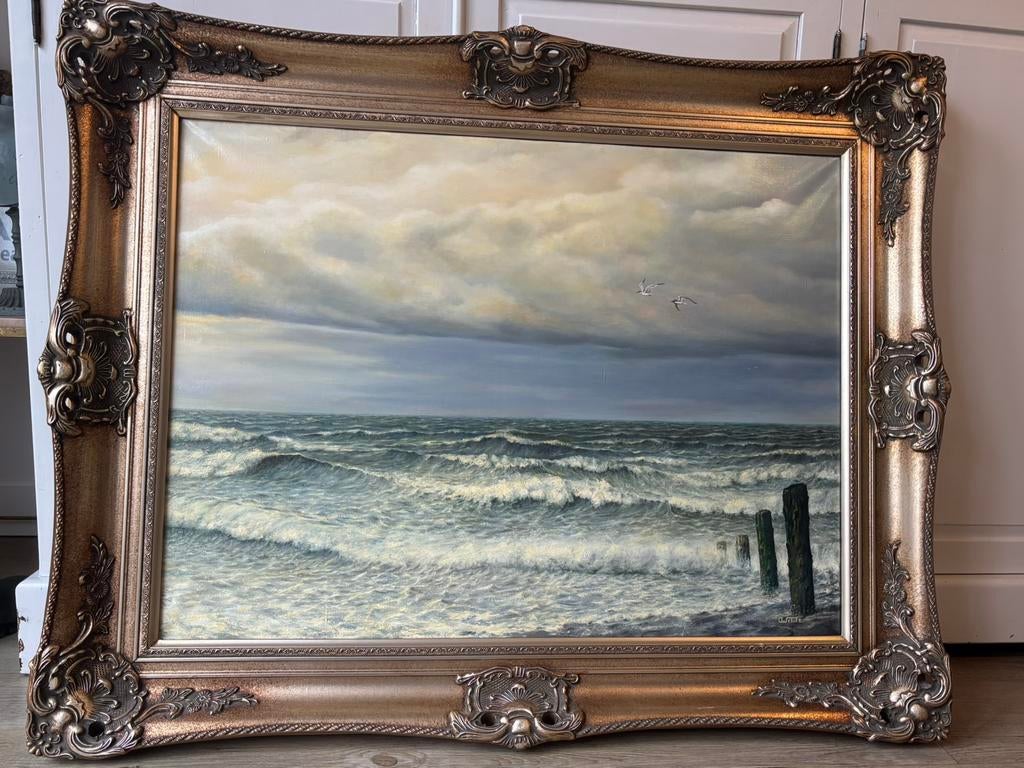 Olieverschilderij zeezicht gesigneerd A. Witte, Ophalen of Verzenden