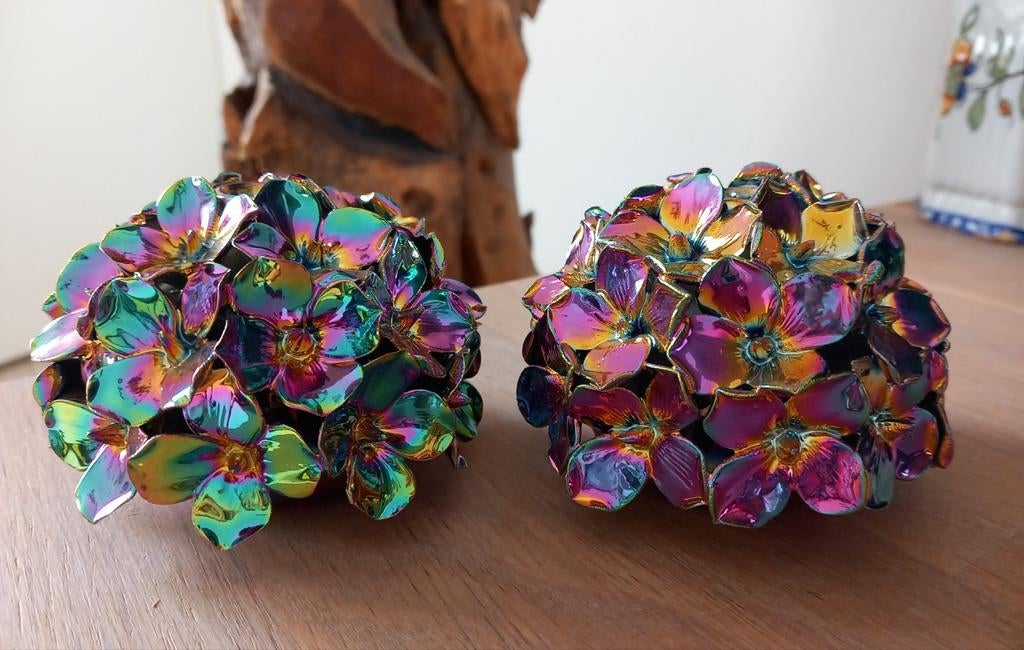 Twee Des Pots Hortensia kandelaars, Overige materialen, Nieuw, Ophalen of Verzenden, Kandelaar