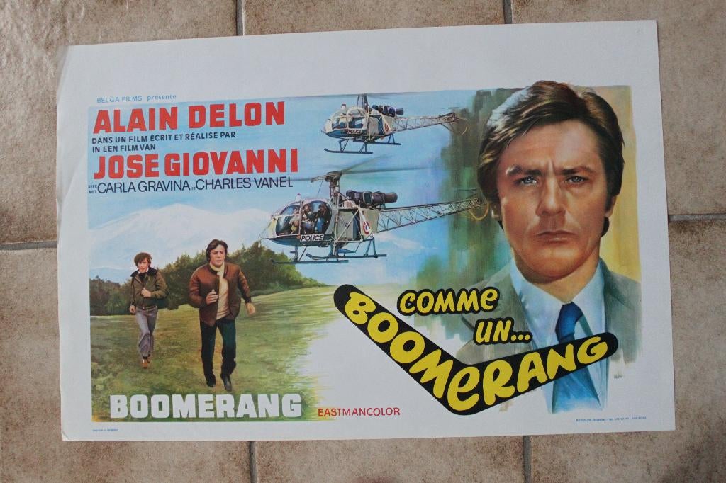 filmaffiche Alain Delon Comme un boomerang 1976 filmposter, Rechthoekig Liggend, Ophalen of Verzenden, Zo goed als nieuw, A1 t/m A3