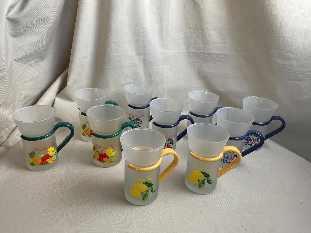 10 vintage theeglazen jaren 80, Glas of Glazen, Ophalen of Verzenden, Overige stijlen, Glas