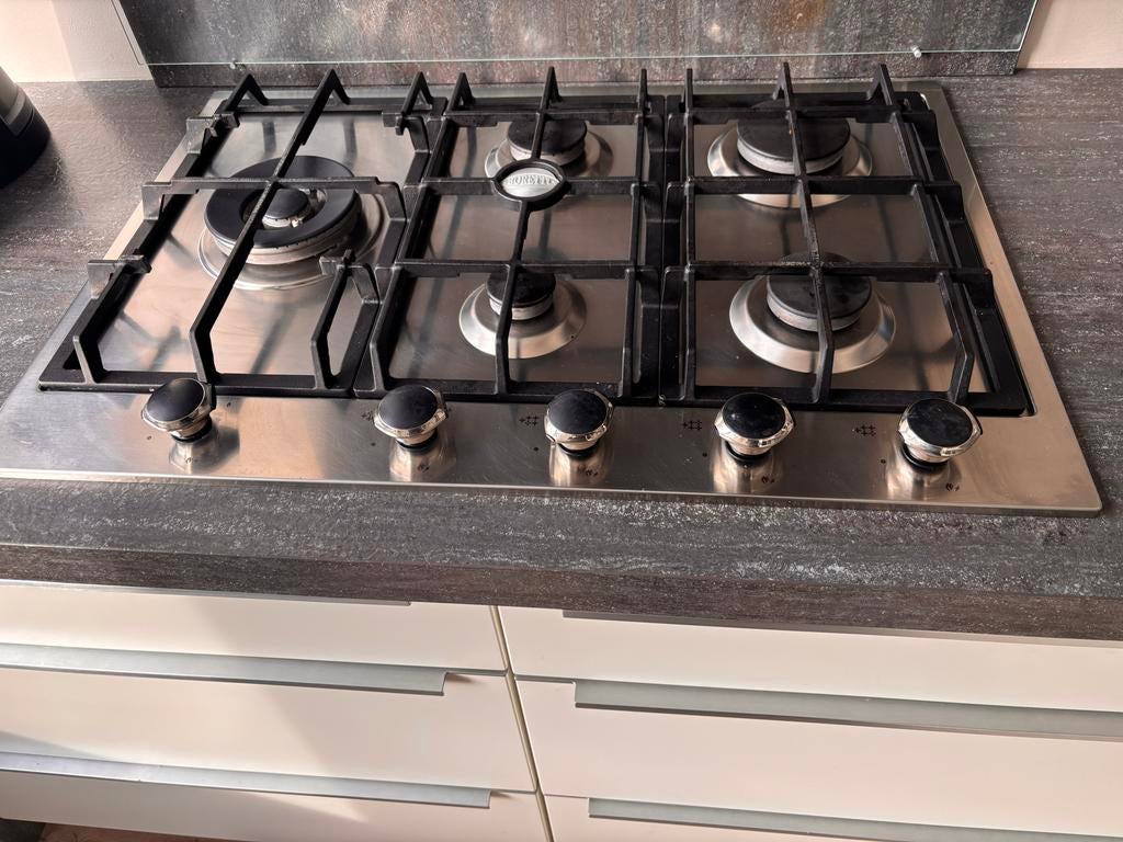 Boretti gaskookplaat 5 pits - RVS inbouw, Gebruikt, Ophalen of Verzenden, Inbouw, Gas