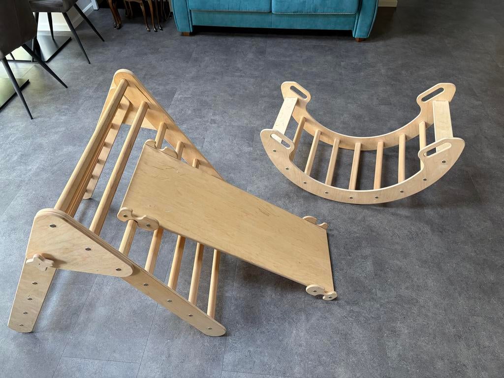 Klimrek en wip/schommel van hout, Ophalen, Zo goed als nieuw, Jongen of Meisje