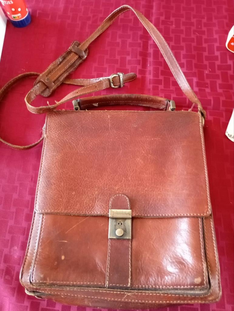 Lederen schoudertas 27x24 cm, Ophalen of Verzenden, Bruin