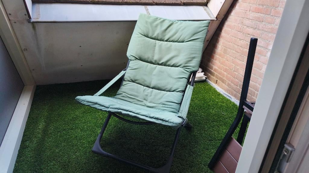Intratuin relaxstoel Franc groen, Tuin en Terras, Ophalen, Zo goed als nieuw, Aluminium, Inklapbaar