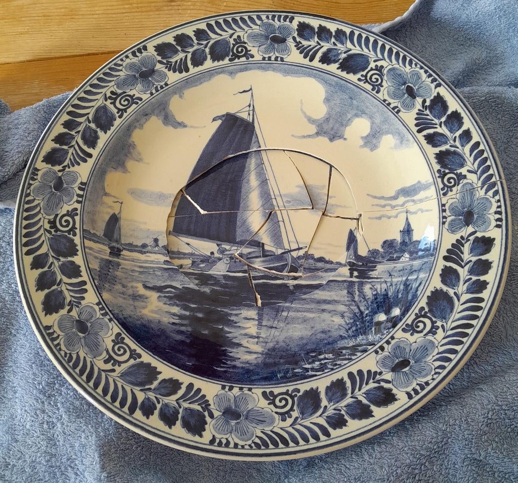 Delfts Blauw Bord, ter reparatie, Ophalen of Verzenden