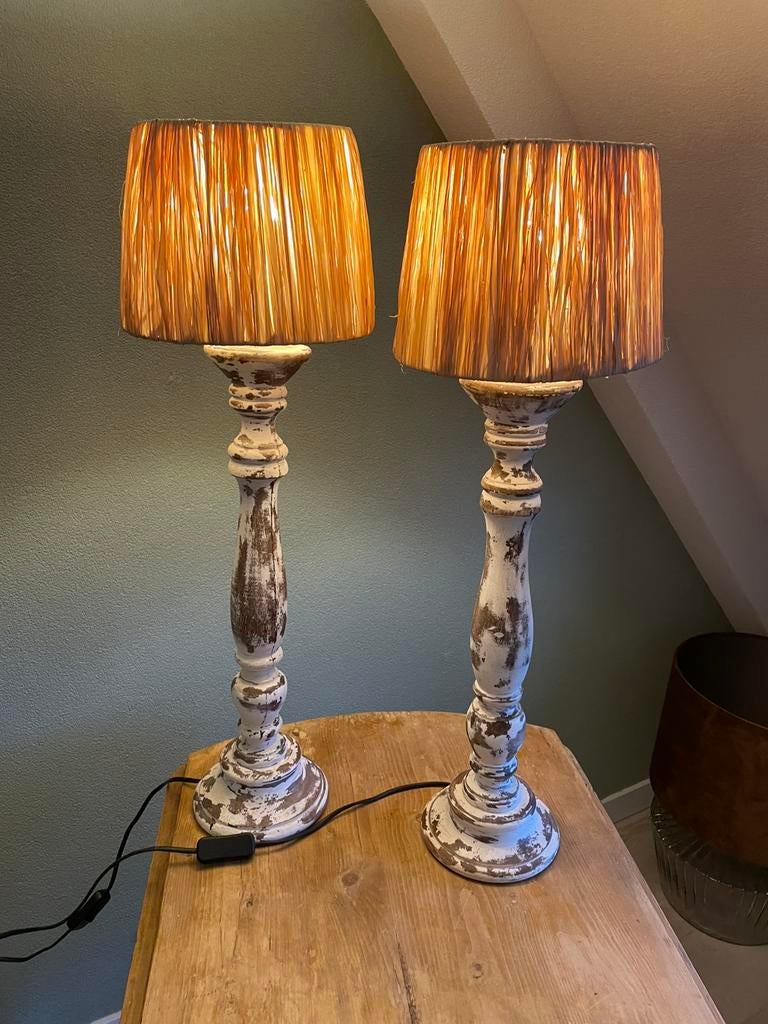 Tafellampjes met brocante uitstraling (prijs per stuk), Huis en Inrichting, Ophalen, Zo goed als nieuw, Minder dan 50 cm