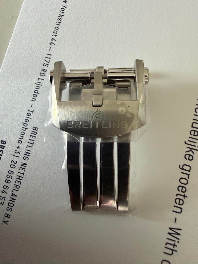 Breitling vouwsluiting 18mm plus breitling horlogebandje, Staal, Breitling, Polshorloge, Nieuw