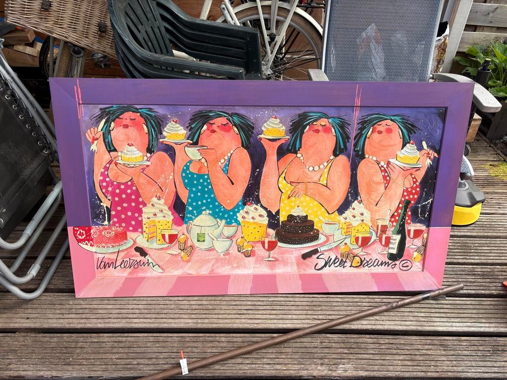Schilderij dikke dames van Van Leersum Sweet Dreams, Antiek en Kunst, Ophalen